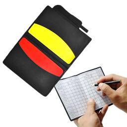 Futebol Árbitro Record Book com carteira de couro e lápis, cartões fluorescentes vermelho e amarelo, papel de gravação, equipamento portátil de futebol - Image 4
