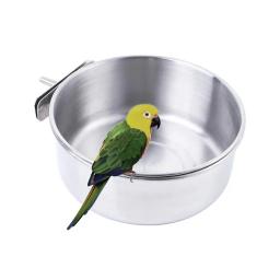 Aço inoxidável Clamp-On bebedor de água para Pet, Food Dish, Hamster, Bird Feeder, Parrot Feeding Bowl, Cage Cup - Image 5