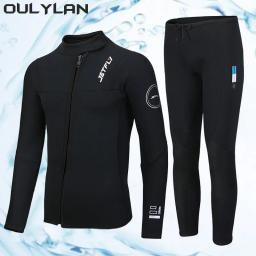 Terno de mergulho em neoprene para homens, jaqueta e calça wetsuit, roupas de surf e surf, traje aquecido subaquático, 3mm, 2024 - Image 1