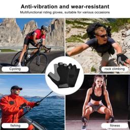 Luvas esportivas sem dedos para homens e mulheres, antiderrapante, treinamento de fitness, ciclismo, motocicleta, MTB, acessórios de bicicleta, academia - Image 5