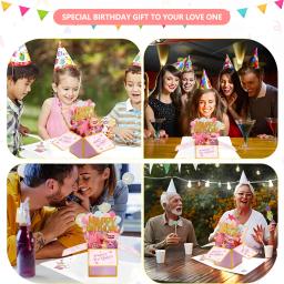 3D Surprise Birthday Pop Up Cartão, Festa criativa Decorar, Desejos Desejos, Nota de bênção, Garoto, Menina, Menino, Adulto, 3pcs - Image 6