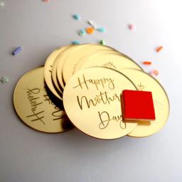 Decorações para comemoração de festas de aniversário, decorações de acrílico com círculo em ouro rosê, sobremesa e bolos, suprimentos para confecção de festas - Image 5