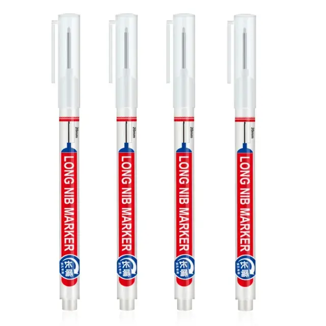 Conjunto de 4 Marcadores de 20mm com Cabeça de Nib Longo e Furador Profundo - Ideal para Metal, Decoração e Carpintaria à Prova d'Água