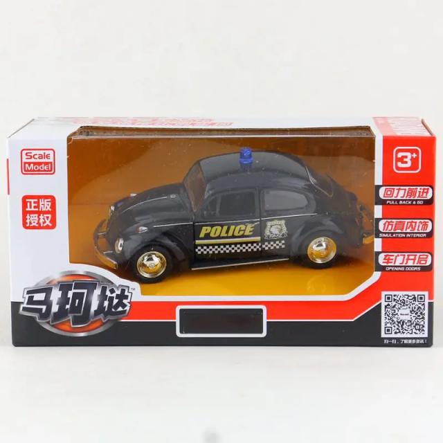 Miniatura do Clássico Volkswagen Besouro da Polícia em Metal Escala 1:32