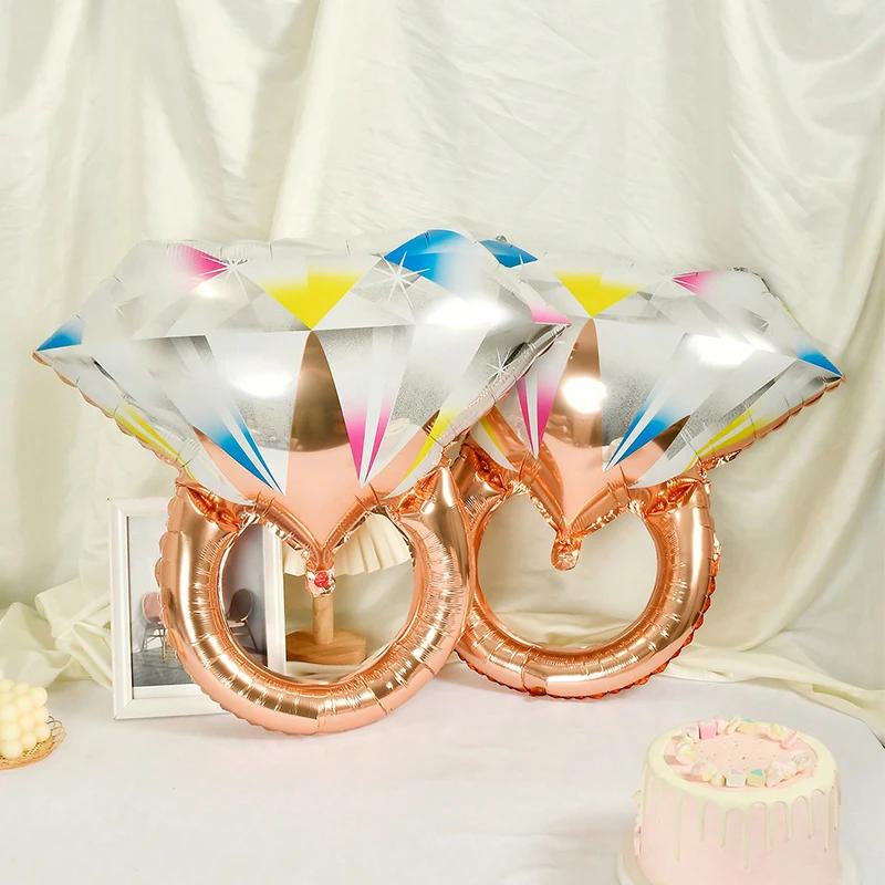 Decorações do balão do anel do diamante, balões do partido, decorado, despedida de solteiro, 2pcs - Image 1