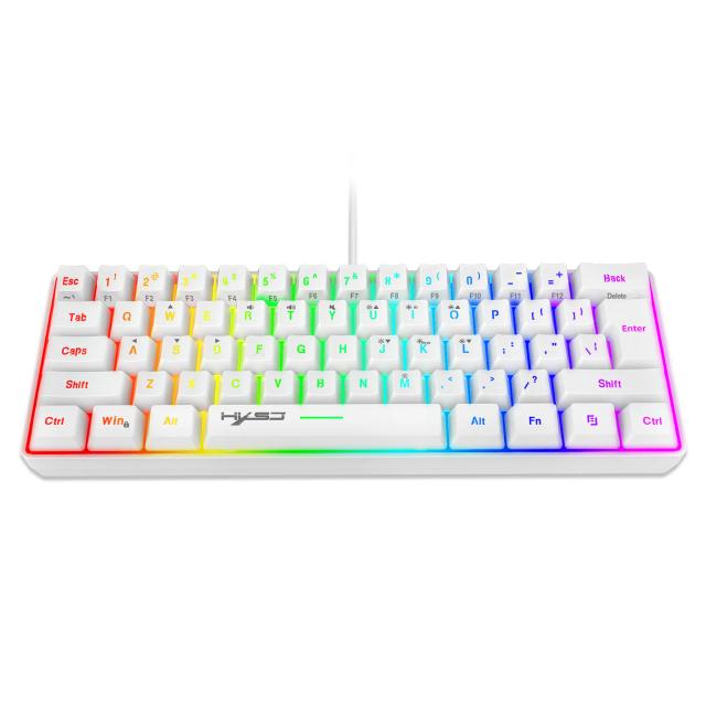 Teclado Portátil Gamer 60% com Fio, Retroiluminação RGB, 61 Teclas e Sensação Mecânica Personalizável