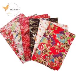Tecido de algodão bronzeado impresso para DIY Patchwork, estilo japonês, padrão floral pano para costura, quimono vestido, sacos, feitos à mão, 145x50cm - Image 1