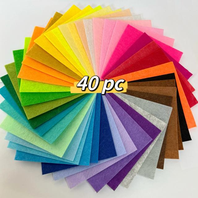 Feltro Não Tecido Colorido para Artesanato Infantil, Cortes DIY Personalizados, 1mm, 10cm, Disponível em Pacotes de 20 e 40 Peças