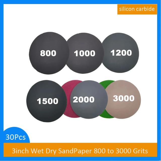 Kit Lixa 3 Polegadas Carboneto de Silício 30 Peças 800-3000 Grãos