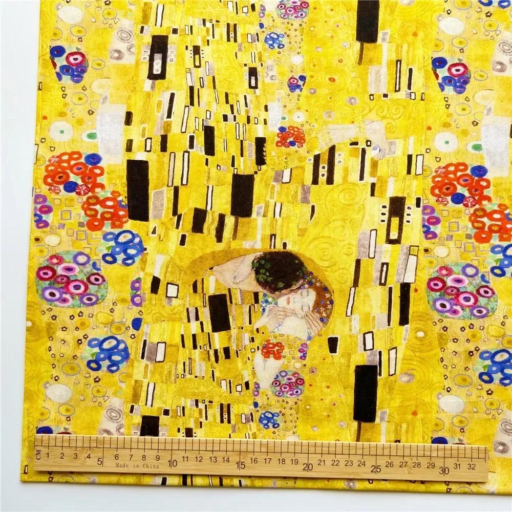 Famosa mundial pintura a óleo impressa retalhos tecidos de costura boneca acessórios artesanais tecidos de algodão para material diy têxtil - Image 1
