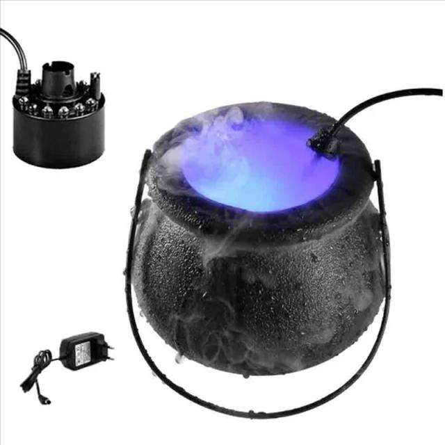 Máquina de Fumaça LED para Halloween com Umidificador e Efeitos de Luz, Caldeirão Mágico com Mudança de Cor para Decoração de Festas
