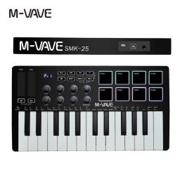 M-VAVE-Controlador portátil de teclado MIDI, USB, 25 teclas, USB, 8 almofadas de bateria retroiluminadas, 8 botões, 8 instrumentos de teclado musical RGB - Image 1