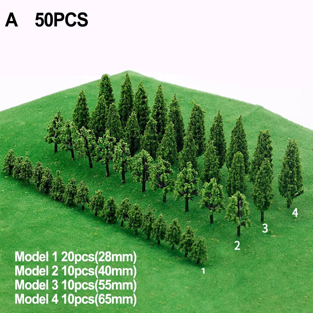 Modelo de árvores em miniatura para bricolage, trem ferroviário, wargame, cenário, escala paisagem, acessórios, arquitetura, modelos mesa areia, 50pcs - Image 1