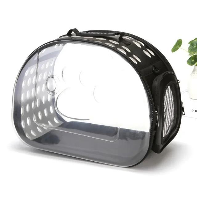 Mochila Portátil Transparente para Animais de Estimação: Saco Dobrável e Respirável para Gatos e Cães