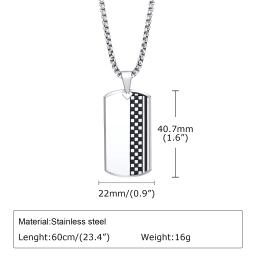 Aço inoxidável Dog Tag Checkerboard Pingente Colares para Homens, Simples Colar Militar com Caixa de Corrente, Nunca Desvanece Jóias, Meninos - Image 6