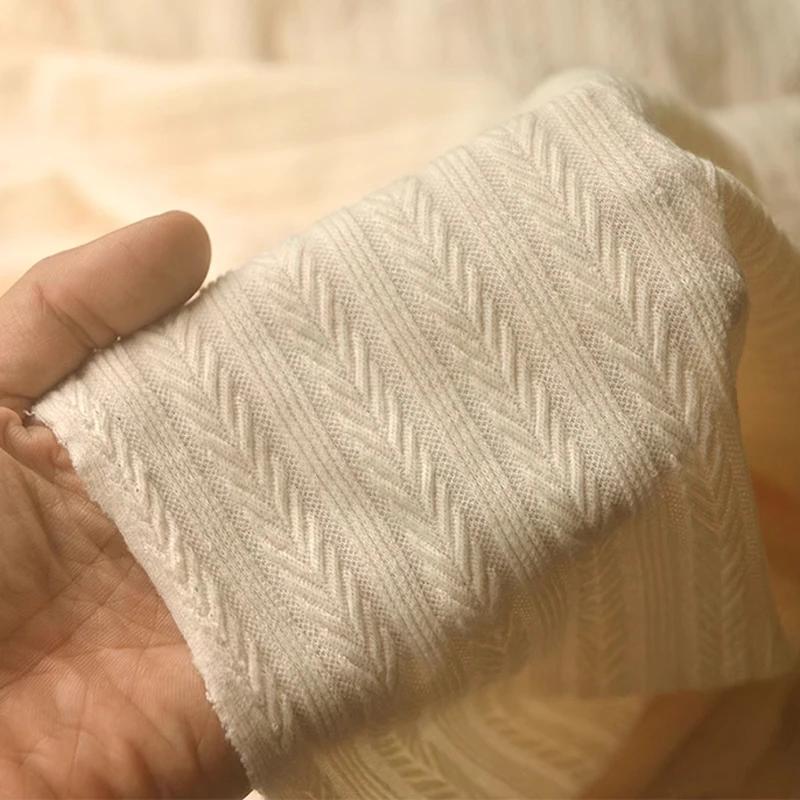 80x5 0cm/160x200cm baixa folha elástica jacquard malha poliéster e tecido de algodão para vestidos femininos suéteres feitos à mão tecido diy - Image 1