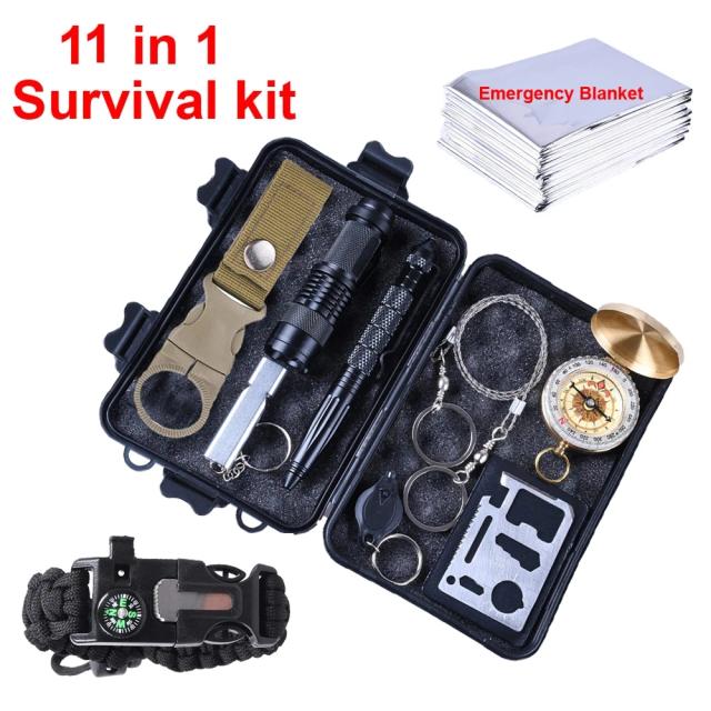 Kit de Sobrevivência 11 em 1: Camping, Emergências, Primeiros Socorros e Viagens