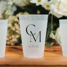 Copos flexíveis inquebráveis foscos personalizados, copos personalizados para lembrancinhas de casamento, lembranças de casamento, casamento minimalista, casamento moderno - Image 2