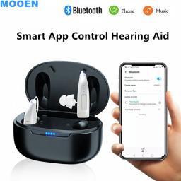Aparelhos Auditivos Recarregáveis Digitais, Amplificador de Som De Tom Ajustável, Surdos Portátil Idosos, Controle Bluetooth, 30 Canais - Image 1