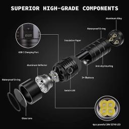 Sofirn-SP36 Pro lanterna LED poderosa, USB C tocha recarregável, 4 x SST40, 18650, 8000lm - Image 4