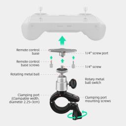 Bike clip mount para dji mini 2, 3, 4 pro, suporte para bicicleta, grampo de suporte, portátil, acessório de controle remoto - Image 3