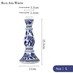 Castiçal tradicional de porcelana azul e branca, design oriental, vela dendrítica decorativa chinesa de Feng Shui, 2 peças - Image 5