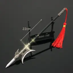 Três reinos filme e televisão em torno antiga arma fria modelo 22cm, 30cm lu bu única lua halberd liga arma brinquedo - Image 1