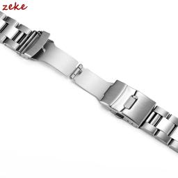 Pulseira de aço inoxidável sólido, fecho dobrável de segurança duplo, pulseira de relógio de mergulho, pulseira de ostra de metal 20 22 24 26 28mm, acessórios de relógio - Image 4