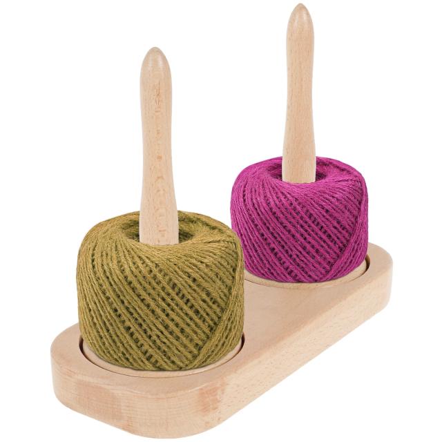Ferramenta de Costura e Crochê de Madeira com Suporte Estável e Carretel de Linha Elegante