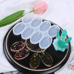 8/12 pçs redondo oval pingentes resina molde diy cristal epóxi brinco encantos molde de silicone para fazer jóias chaveiro tag fundição - Image 5