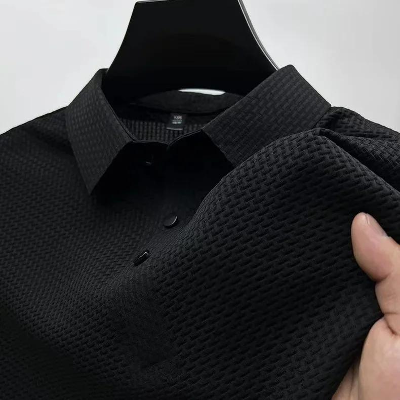 Roupas de marca verão nova camiseta masculina de manga curta seda gelo legal e respirável camisa polo negócios casual suor-absorvente topo - Image 1