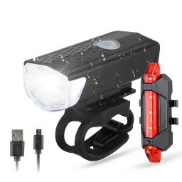 Conjunto de luzes dianteiras e traseiras, USB, Lanterna traseira de segurança LED, Farol, Ciclismo noturno, Acessórios para bicicletas, MTB - Image 3