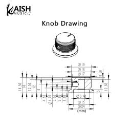 KAISH-Metal potenciômetro botões, Pot botões, Universal Top Hat botões, Volume Tone Control botão para baixo de guitarra e AMPS, 1/4 in, 6,35 milímetros, 2PCs - Image 3
