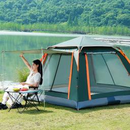 Barraca de acampamento automática com Canopy, Tenda dobrável ao ar livre, Tenda portátil hexagonal para a família, 3-4-6 pessoas - Image 1