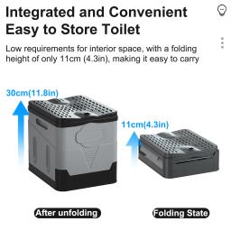 Vaso sanitário portátil dobrável para acampamento ao ar livre, potty para adultos e crianças, assento com design, vaso sanitário reutilizável para viagem em carro de piquenique - Image 5