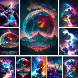 Lua mágica nuvens pinturas por números 20x30 kits de artesanato de arte para adultos decoração casa presente da mãe atacado 2023 - Image 1