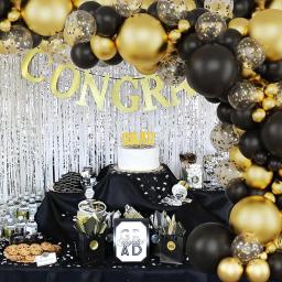 Balões em preto e dourado Kit Arco da Grinalda Confete Dourado Balões de Látex Graduação Festa de Aniversário Baby Shower Decoração de Ano Novo 2024 - Image 4