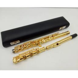 Flauta profissional BC6020 banhado a ouro flautas botão francês dividir E mecanismo B perna flauta 17 buracos abertos - Image 3
