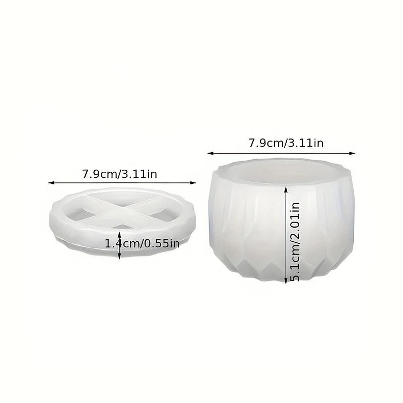 Moldes de Plantador de Silicone em Diamante Vasos e Pires de Concreto DIY Artesanato Artesanal para Decoração de Jardim Doméstico 1 Conjunto - Image 1