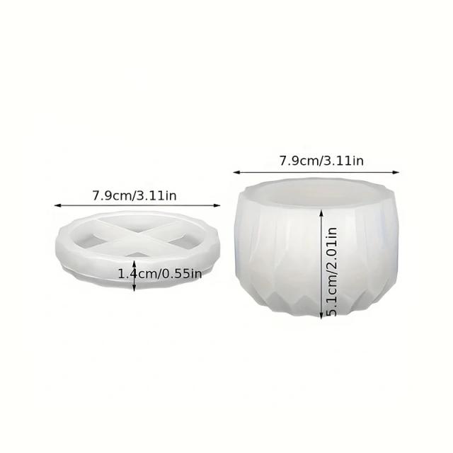 Conjunto de Moldes de Silicone em Forma de Diamante para Vasos e Pires de Concreto - DIY Artesanato Decorativo para Jardim Doméstico