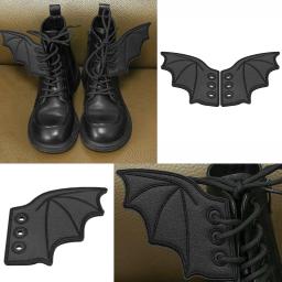 1 par de asas de sapato de morcego brilhante bordado diy decorações de charme para tênis roupas cadarços punk acessório de presente de halloween - Image 2
