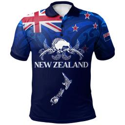Nova Zelândia Rugby Impressão Polo Camisa para Homens, 3D Bandeira T-Shirt, Maori Padrões, Moda Roupas Vintage, NZ WAITANGI, Gráfico - Image 1