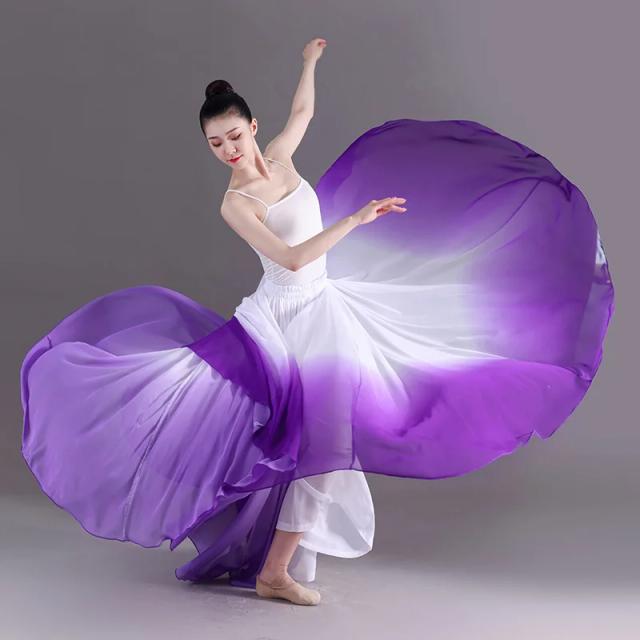 Saias de Dança Elegantes para Mulheres: Vestuário Prático de Ginástica com Design Clássico e Gradiente Longo em 360 Graus