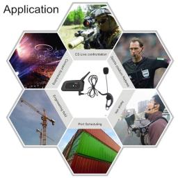 XioWy-V6C Pro fone de ouvido Full Duplex, 1200m, Futebol 2 Árbitro Arbitragem Earhook, Bluetooth Interfone, fone de ouvido mono - Image 6