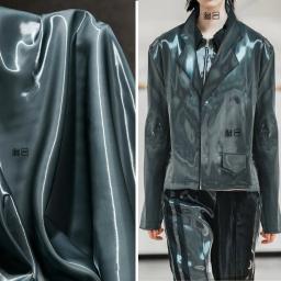 Tecido cetim com cristal líquido, Pano cetim super brilhante, Liso e grosso, Coleção larga para vestido e calça, Vestuário de grife - Image 2