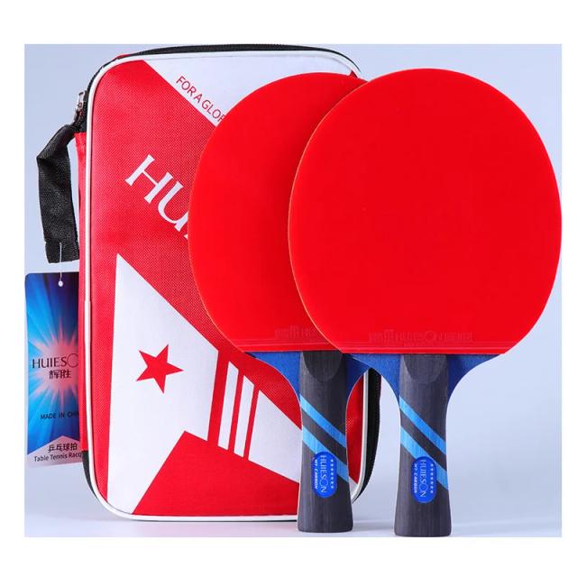 Raquete de Tênis de Mesa HUIESON de Carbono com Saco de Transporte - Conjunto de 2 Paddles de 7 Estrelas com 5 Camadas de Madeira e 2 Camadas de Carbono