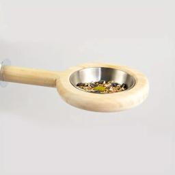 Bird Wood Stand Perch com comida ou água tigela de alimentação para papagaio, gaiola acessórios, periquito para calopsita - Image 2