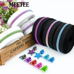 Meetee 2/5M 5 #   Fitas de zíperes de náilon com zíper slider puxar saco decoração bobina fechamentos kit de reparo de zíper diy acessórios de costura de vestuário - Image 6