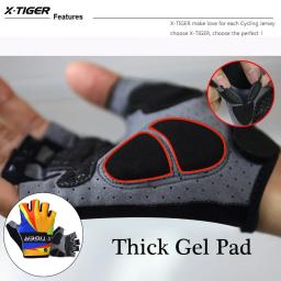 X-TIGER luvas de ciclismo meio dedo pro luvas de corrida 3d almofada de gel homem mulher respirável antiderrapante luvas esportivas mtb bicicleta mitten - Image 5