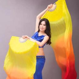 Ms. Dança do ventre Gradiente Fan, Cor Longa Fãs, Prática Dancer Props, Seda chinesa Dança Imitação Fan, Venda Quente, 150cm Comprimento - Image 1